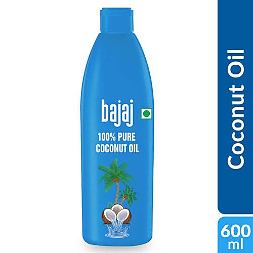 Bajaj 100% Pure Coconut Oil - Edible Grade, Fresh Aroma, No Preservatives, 600 ml Bottle 