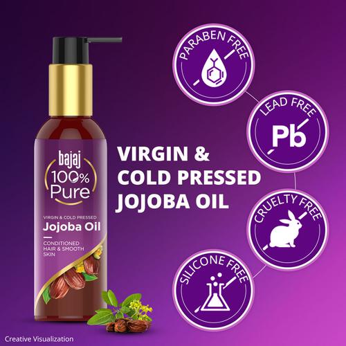 Bajaj 100% Pure Jojoba Oil - Virgin & Cold Pressed, Helps Conditioning Hair, Makes Skin Smooth, 200 ml Bottle 