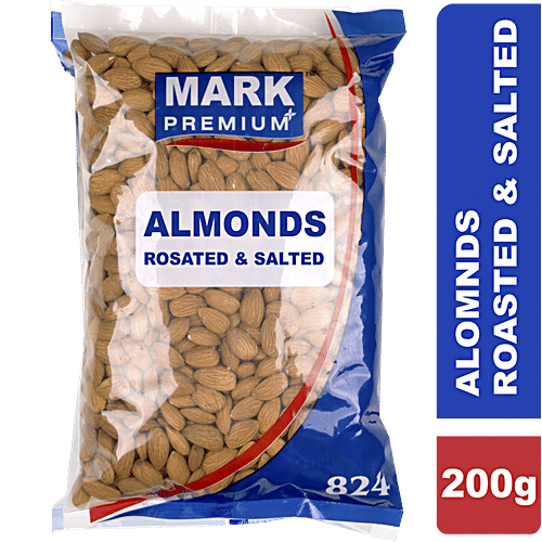 Mark Premium Almond - Roasted & Salted, Rich In Fibre, Boosts Immunity, Gluten Free, 200 g Pouch 