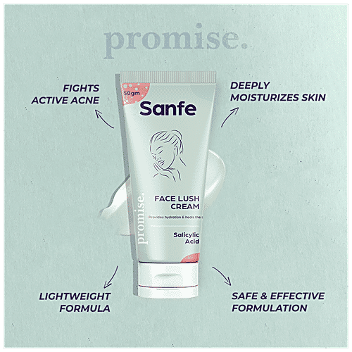 Sanfe Promise Salicylic Acid Face Lush Cream For All Skin Types, 50 g