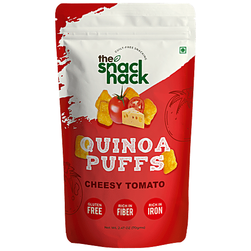 The Snack Hack Quinoa Puffs - Cheesy Tomato, Rich In Fiber & Iron, Gluten Free, 70 g Pouch 