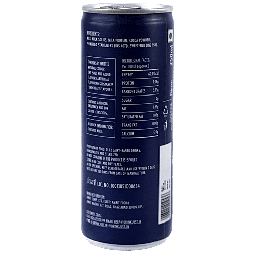 Just Protein Shake - Chocolate, 20g Protein, 0g Sugar, Daily Nutrition, 240 ml  