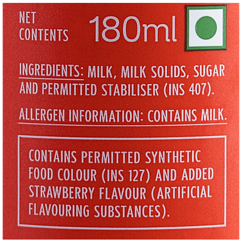 Just Flavoured Milk - Strawberry, Made With Real Milk, Zero Preservatives, 180 ml