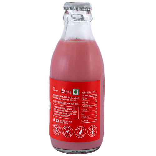 Just Flavoured Milk - Strawberry, Made With Real Milk, Zero Preservatives, 180 ml