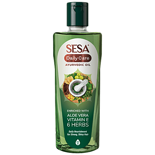 Sesa Daily Care Ayurvedic Hair Oil - With Aloe Vera, Vitamin E & 6 Herbs, For Strong, Shiny Hair, 200 ml Bottle