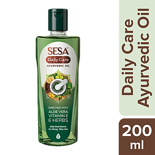 Sesa Daily Care Ayurvedic Hair Oil - With Aloe Vera, Vitamin E & 6 Herbs, For Strong, Shiny Hair, 200 ml Bottle