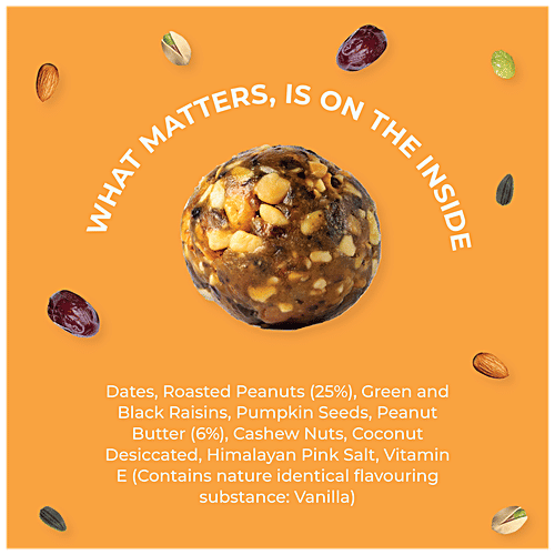 Kibi Kibi Bliss Balls - Nuts, Seeds & Dry Fruits, No Added Sugar, Gluten Free, Peanut Butter Blast, 30 g Pouch 