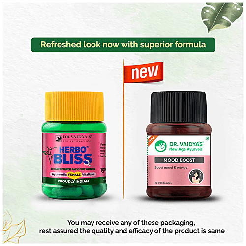 Dr. Vaidyas Mood Boost Capsules - Ayurvedic, Improves Vigour & Vitality, Boosts Energy, For Women, 30 pcs  