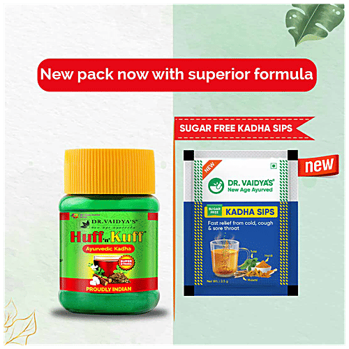 Dr. Vaidyas Kadha Sips - Ayurvedic, Provides Relief From Cold, Cough & Sore Throat, Boosts Immunity, Sugar Free, 2.5 g (Pack of 30)