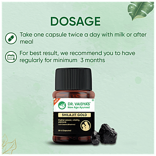 Dr. Vaidyas Shilajit Gold Capsules - With Swarna Bhashma, Ayurvedic, Improves Vitality & Stamina, For Men, 30 pcs