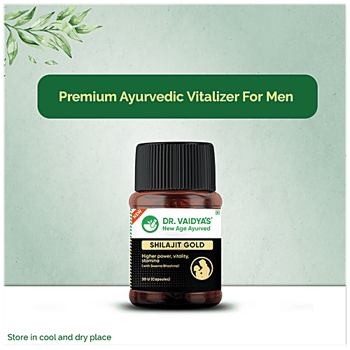 Dr. Vaidyas Shilajit Gold Capsules - With Swarna Bhashma, Ayurvedic, Improves Vitality & Stamina, For Men, 30 pcs