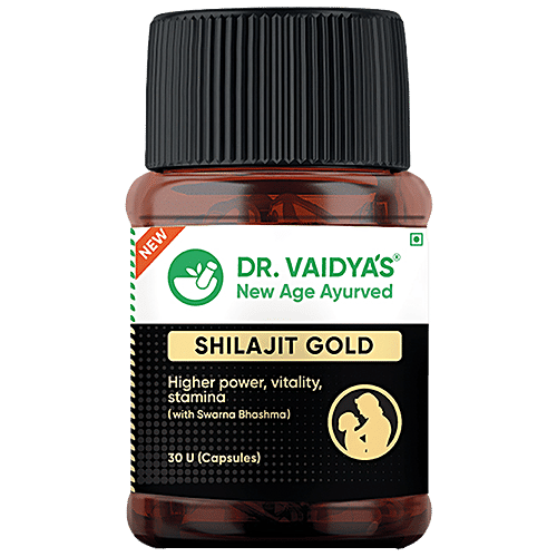 Dr. Vaidyas Shilajit Gold Capsules - With Swarna Bhashma, Ayurvedic, Improves Vitality & Stamina, For Men, 30 pcs