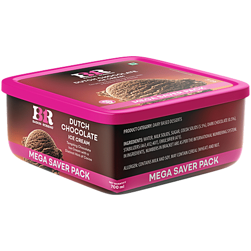 Baskin Robbins Ice Cream - Dutch Chocolate, Mega Saver Pack, 700 ml  Tempting Chocolate
 Distinct Hint of Cocoa