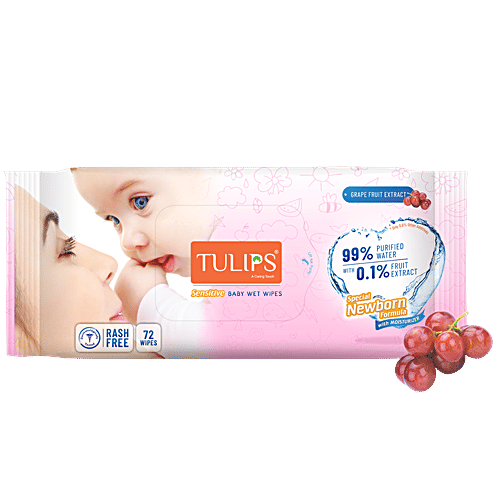 Buy Tulips Baby Wet Wipes Grape Fruit Extract, For Newborn Babies, pH
