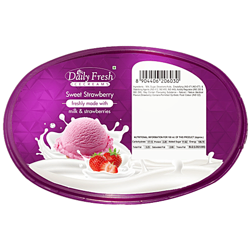 Daily Fresh Ice Creams Sweet Strawberry - Made With Milk, Creamy, Frozen Dessert, 100 ml  