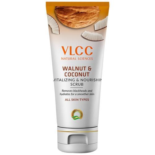 VLCC Walnut & Coconut Revitalizing & Nourishing Scrub - Exfoliates & Removes Blackheads, 90 g  