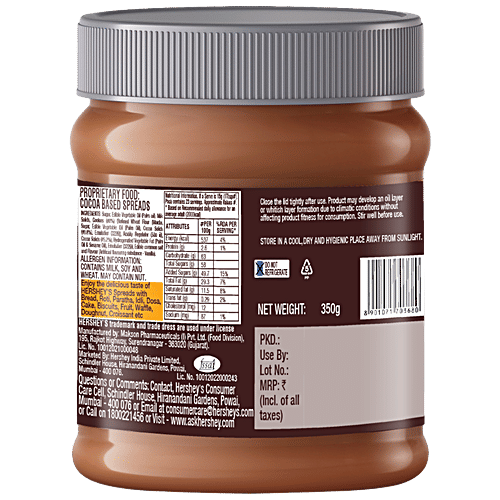 Hershey's Spreads - Cocoa With Cookies, Made With Pure Milk, Crunchy & Creamy, Chemical Free, 350 g  