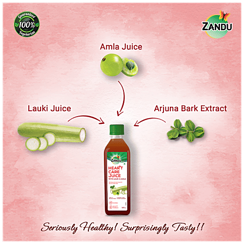 Zandu Heart Care Juice - Lauki & Amla, Vegetarian, Cardio Protective Properties, Helps Relief Stress, 500 ml Bottle
