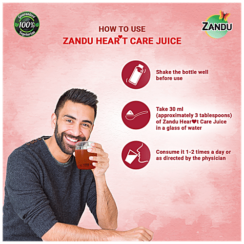 Zandu Heart Care Juice - Lauki & Amla, Vegetarian, Cardio Protective Properties, Helps Relief Stress, 500 ml Bottle