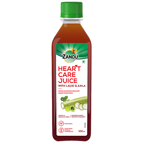 Zandu Heart Care Juice - Lauki & Amla, Vegetarian, Cardio Protective Properties, Helps Relief Stress, 500 ml Bottle