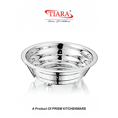 Tiara Aakruti Stainless Steel Colander/Strainer - With Handle, Washing Bowl, For Kitchen, Large, No.5, 26 cm, 1 pc  