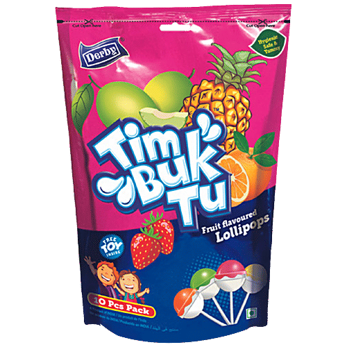 DERBY Timbuk Tu Fruit Flavoured Lollipops - Sour, Chewy, 130 g (10 pcs) 
