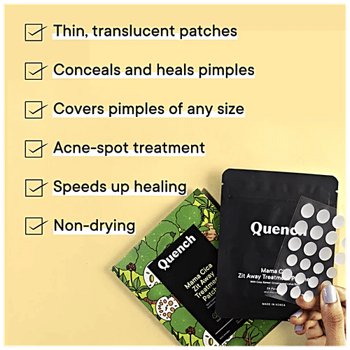 Quench Botanics Mama Cica Zit Away Spot Treatment Patches - Heals Pimples, Breakouts, & Damaged Skin, 24 pcs