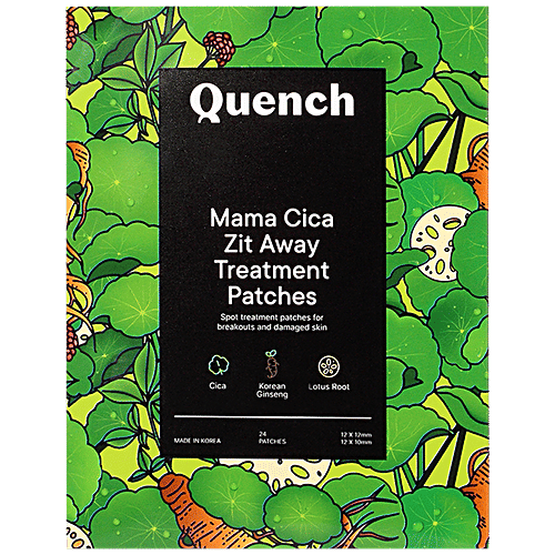 Quench Botanics Mama Cica Zit Away Spot Treatment Patches - Heals Pimples, Breakouts, & Damaged Skin, 24 pcs