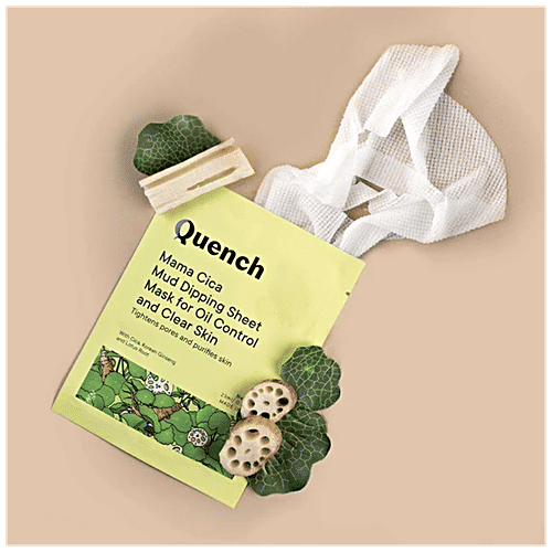 Quench Botanics Mama Cica Mud Dipping Sheet Mask - Korean Ginseng, For Oil Control & Clear Skin, 23 ml  