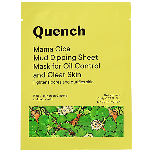 Quench Botanics Mama Cica Mud Dipping Sheet Mask - Korean Ginseng, For Oil Control & Clear Skin, 23 ml  