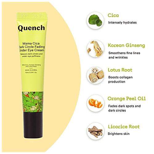 Quench Botanics Mama Cica Dark Circle Fading Under Eye Cream - Korean Ginseng, Reduces Puffiness, 15 ml  