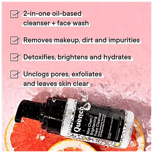 Quench Botanics Mon Cherry Brightening Foam Cleanser - Cherry Blossom, Removes Makeup & Impurities, 100 ml