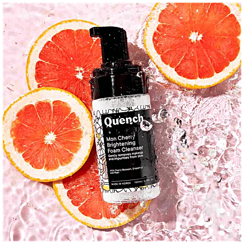 Quench Botanics Mon Cherry Brightening Foam Cleanser - Cherry Blossom, Removes Makeup & Impurities, 100 ml