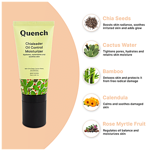 Quench Botanics Chialeader Oil Control Moisturizer - Cactus Water, Restores Hydration & Soothes Skin, 75 ml  