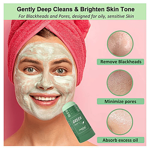 Pink Line Green Mask Stick - PL107G, Provides, Deep Cleansing, Exfoliation, Blackhead Removal, 40 g