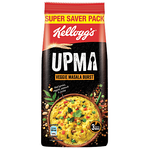 Kellogg's Upma - Veggie Masala Burst, With Real Grains, Peanuts & Pulses, Breakfast Cereal, 260 g  