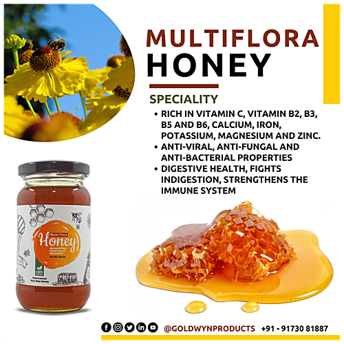 Buy Goldwyn Products Multiflora Pure Raw Honey 100 Natural & Organic