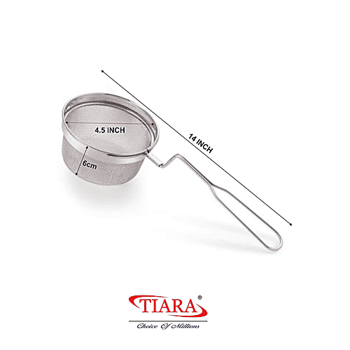 Tiara Stainless Steel Deep Fry Mesh Strainer - Poha Jhara, Elegant Design, No.2, 1 pc  