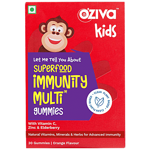 O'ZIVA Kids - Superfood Immunity Multi Gummies, With Natural Vitamins, Orange Flavour, 30 pcs