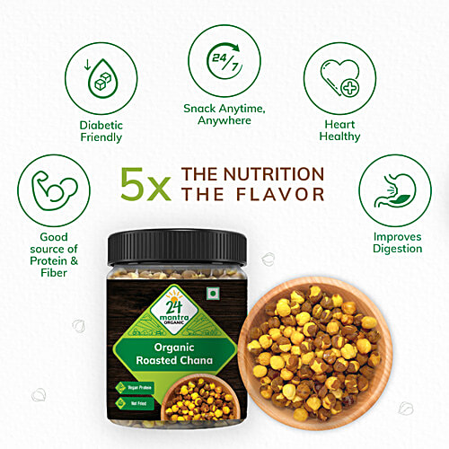 24 Mantra Organic Roasted Chana - Plain, 185 g Jar 