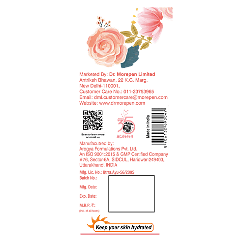 Dr. Morepen Rose Water With Mist Spray Pump - Pure & Natural, Herbal, Hydrating, For All Skin Types, 100 ml  