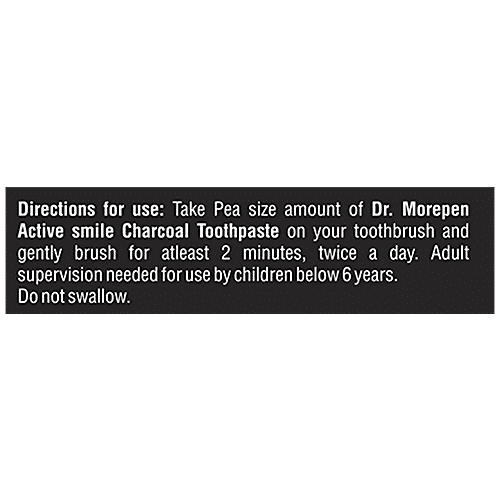 Dr. Morepen Active Smile Teeth Whitening Toothpaste - Charcoal, Removes Bad Breath, For Oral Care, Mint, 100 g