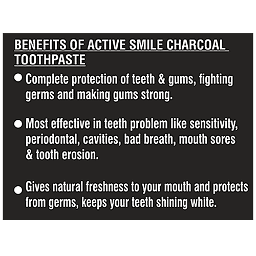 Dr. Morepen Active Smile Teeth Whitening Toothpaste - Charcoal, Removes Bad Breath, For Oral Care, Mint, 100 g