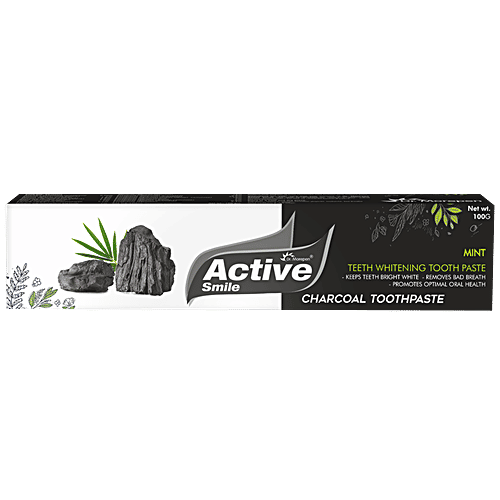 Dr. Morepen Active Smile Teeth Whitening Toothpaste - Charcoal, Removes Bad Breath, For Oral Care, Mint, 100 g