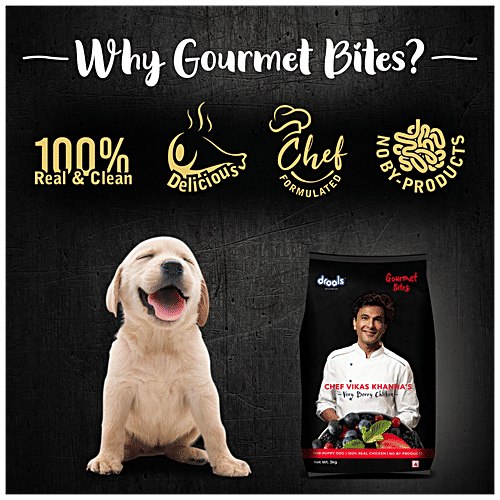 Drools Gourmet Bites Dog Food - Very Berry Chicken, Vikas Khanna Recipe, For Puppies, 100 g