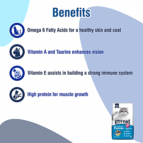 Kitty Yums Dry Persian Cat Food - Ocean Fish, Sardine & Mackerel, Complete Nutrition, 50 g