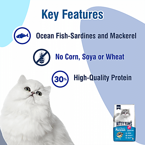 Kitty Yums Dry Persian Cat Food - Ocean Fish, Sardine & Mackerel, Complete Nutrition, 50 g