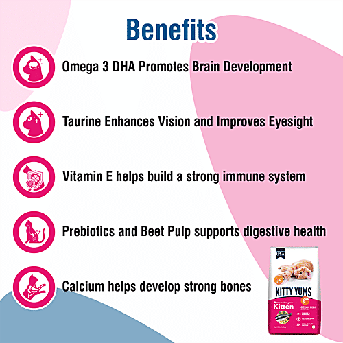 Kitty Yums Kitten Dry Cat Food - Ocean Fish, Sardine & Mackerel, Complete Nutrition, For 1-12 Months, 50 g