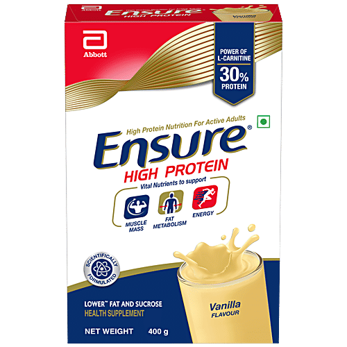 Ensure High Protein Drink - For Physically Active Adults, Vanilla Flavour, 400 g Box