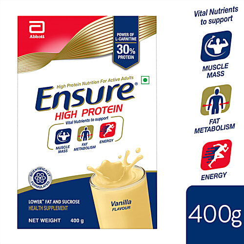 Ensure High Protein Drink - For Physically Active Adults, Vanilla Flavour, 400 g Box